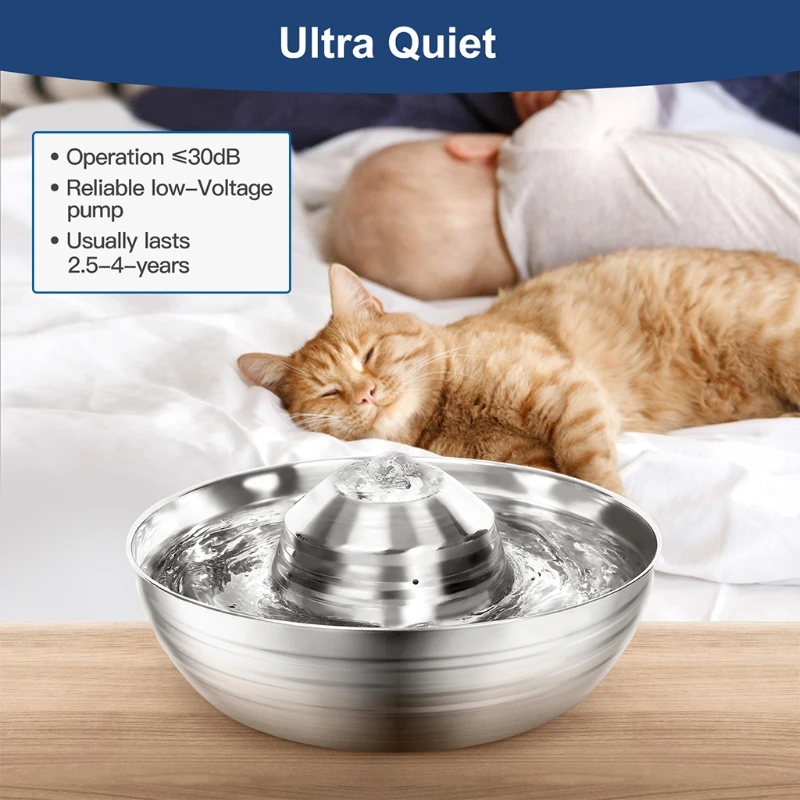 

Cat Water Fountain Stainless Steel Automatic Pet Water Fountain with Intelligent Pump Cat Dog Fountain Kitten Drinking Supplies