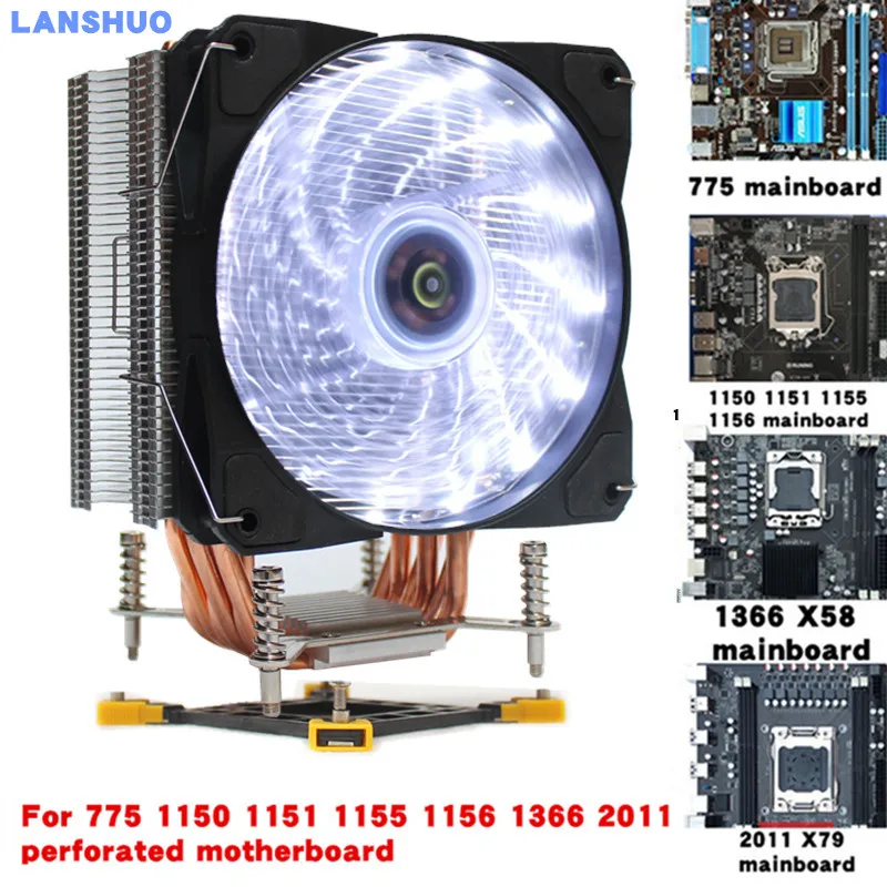 3/4PIN RGB светодиодный Процессор кулер 6-Heatpipe 12V(12 см); охлаждения радиатора для LGA 775 1150 1151 1155 1156 1366 2011 - Цвет лезвия: White