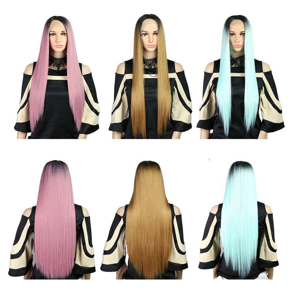 

Fashion Women Lace Front Wigs ( 24 inch, Light Blue/Golden/Purple )