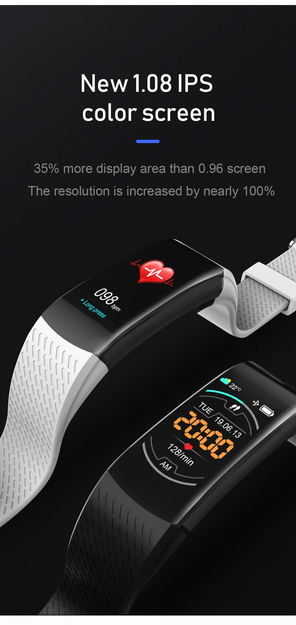 FOR Smart Fitness Bracelet Men Color Screen IP67 Waterproof Blood Pressure Heart Rate Monitor Wristband for Android IOS Phone C8