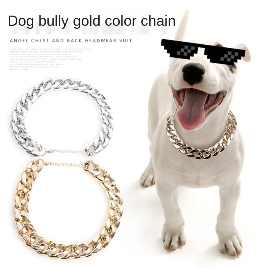 Pet Necklace Fighting Necklace Pet Fashion Necklace Dog Bully Gold Chain Small and Medium-sized Dog Collar Dog Jewelry Necklace