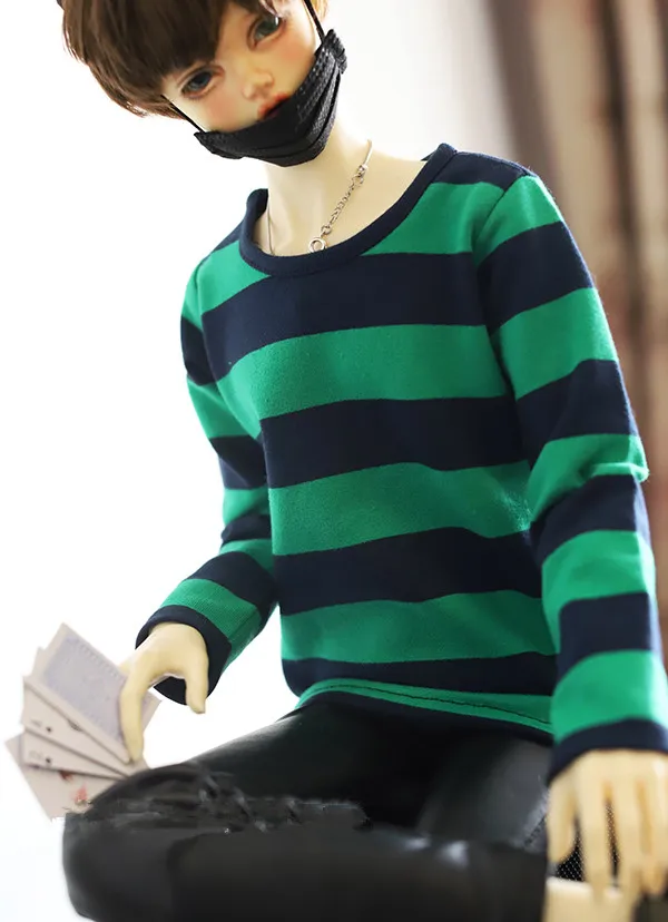 

3 point Uncle Bjd. SD baby shirt mini accessories green stripe hoodie