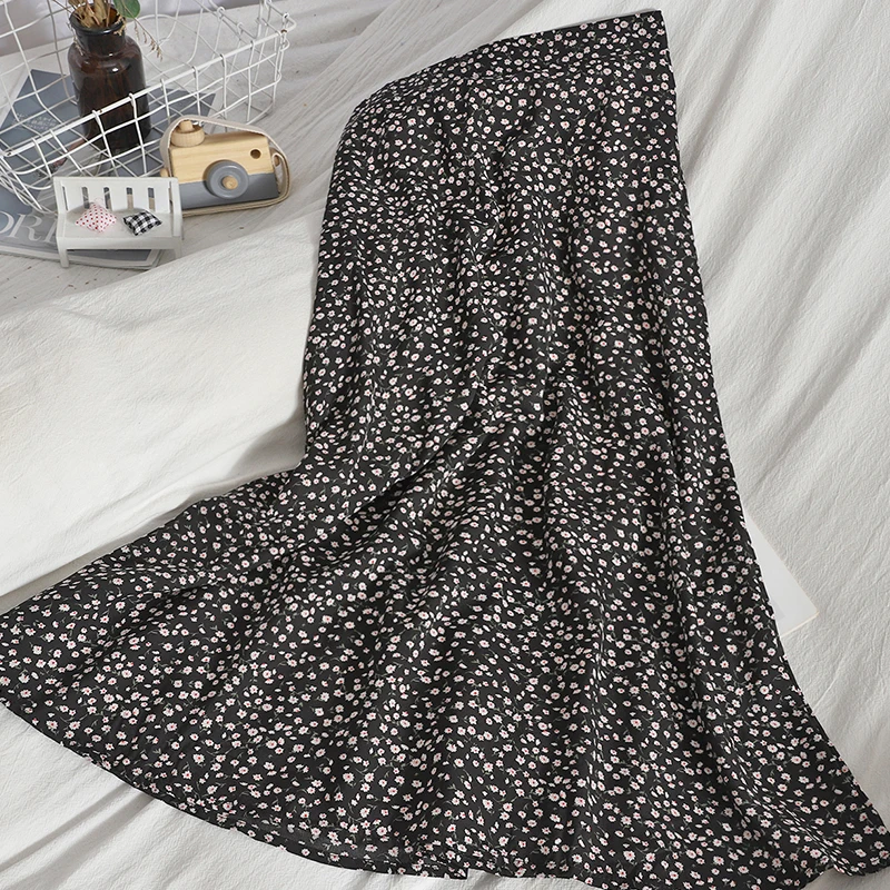 

A-line Mid-length Skirt, Age Reduction, Sweet Florals, Gentle All-match Chiffon Skirt, Summer