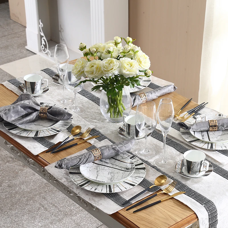 Европейские тарелки с мраморной текстурой керамический Обеденный набор