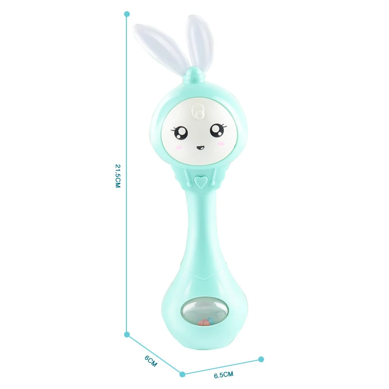 

QWZ Musical Flashing Baby Rattles Teether Rattle Toy Hand Bells Rabbit Hand Bells Newborn Infant Early Educational Toys 0-12M