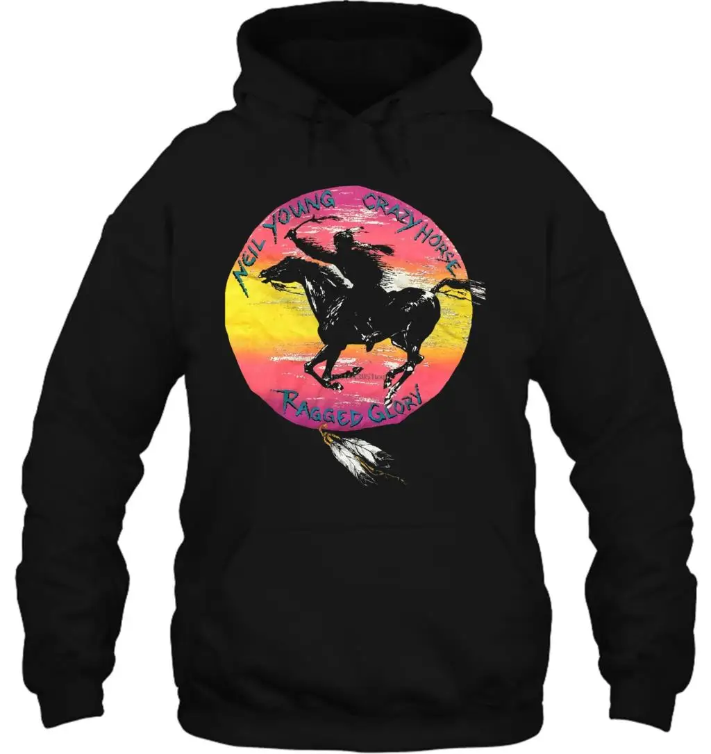 Мужская толстовка с капюшоном в винтажном стиле NEIL YOUNG + CRAZY HORSE Ragged Glory 1991 tour новый