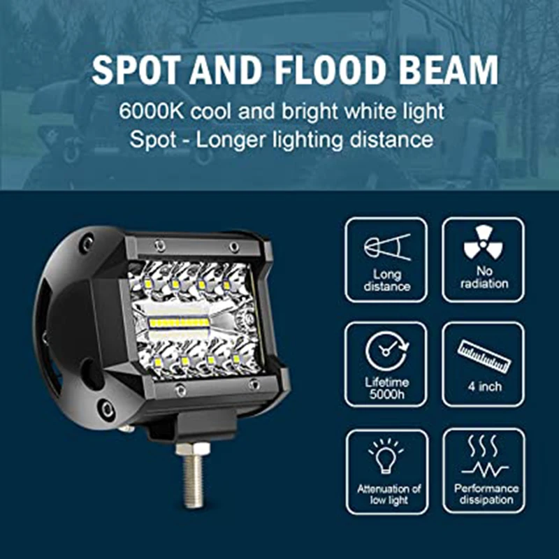 Светодиодная панель рабочего освещения 4 дюйма 60 Вт водонепроницаемость IP67 для