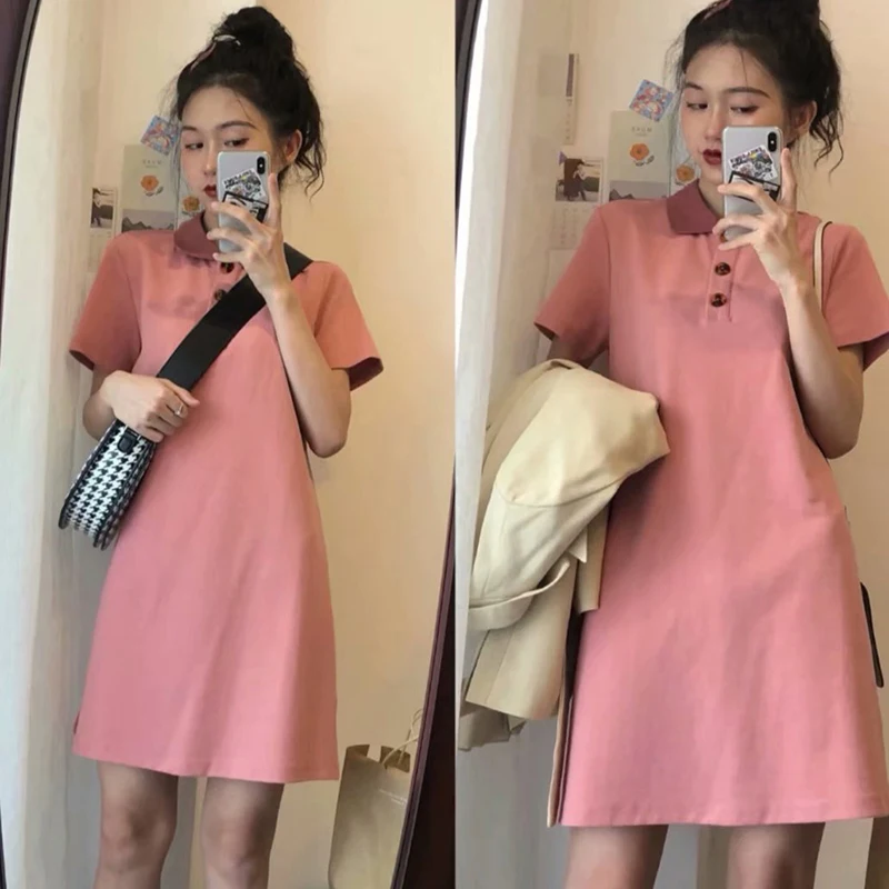 Однотонное Повседневное платье-футболка женское шикарное летнее мини-платье с