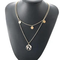 fashion neck chain ornament double deck necklace stylish female punk figaro simple metal pendant necklaces elegant women jewelry