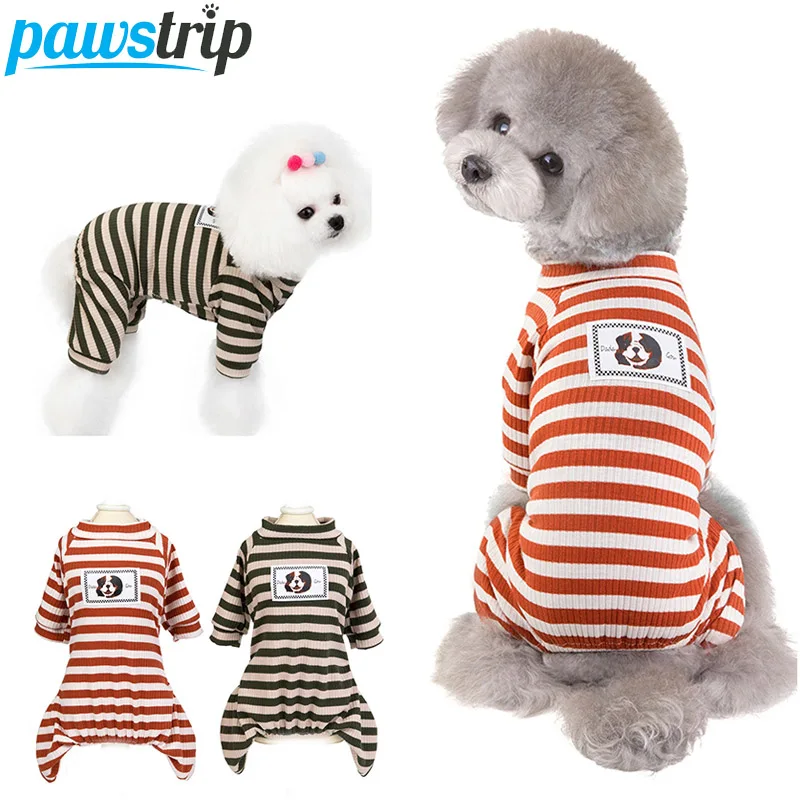 Pawstrip полосатый комбинезон для собак одежда сна мягкая домашних животных