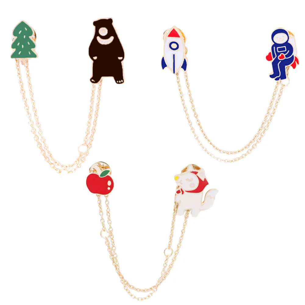 Мультяшный кролик медведь броши значки на булавке эмаль булавки милый сплав волк