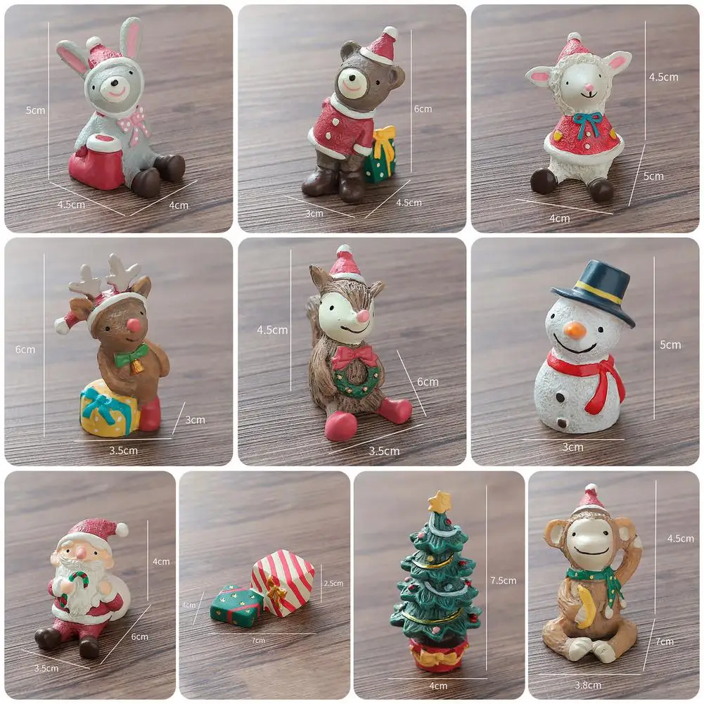Minifiguras en miniatura de resina para decoraci&oacute;n del hogar, regalos de Navidad, estatua de Pap&aacute; Noel hecha a mano, adorno artesanal para jard&iacute;n-2