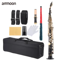 ammoon brass straight soprano sax saxophone bb b flat woodwind instrument natural shell key carve pattern with carrying case