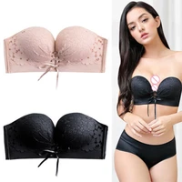 newest women strapless invisible bra lace push up bra backless non slip with drawstring underwear promotion