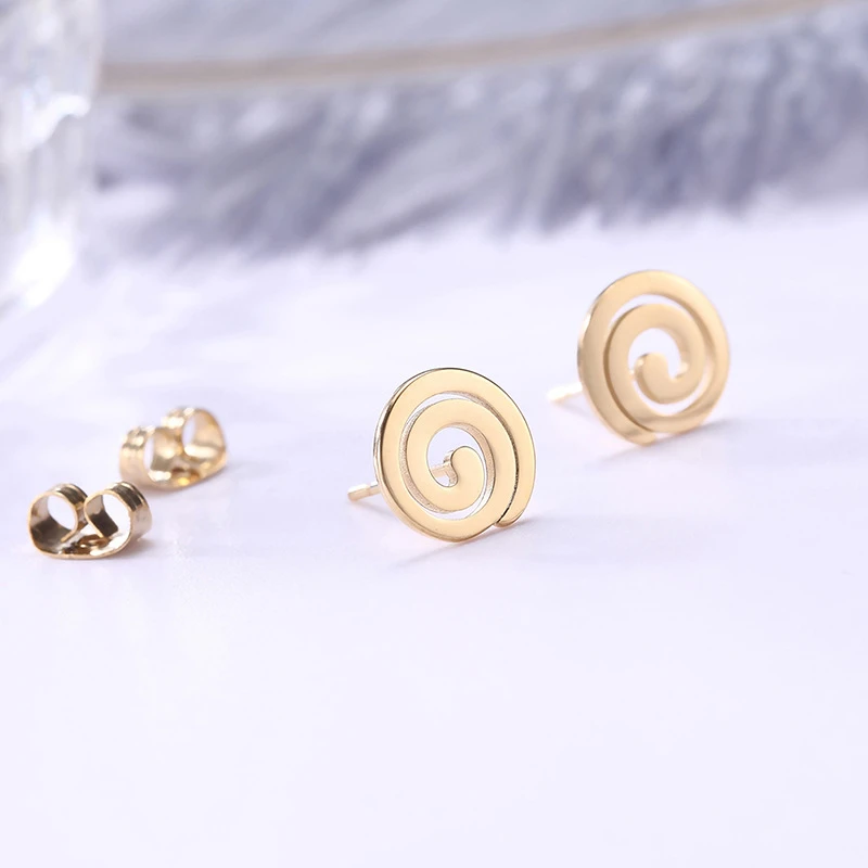 Серьги для маленьких девочек золотые минималистичные геометрические Спиральные