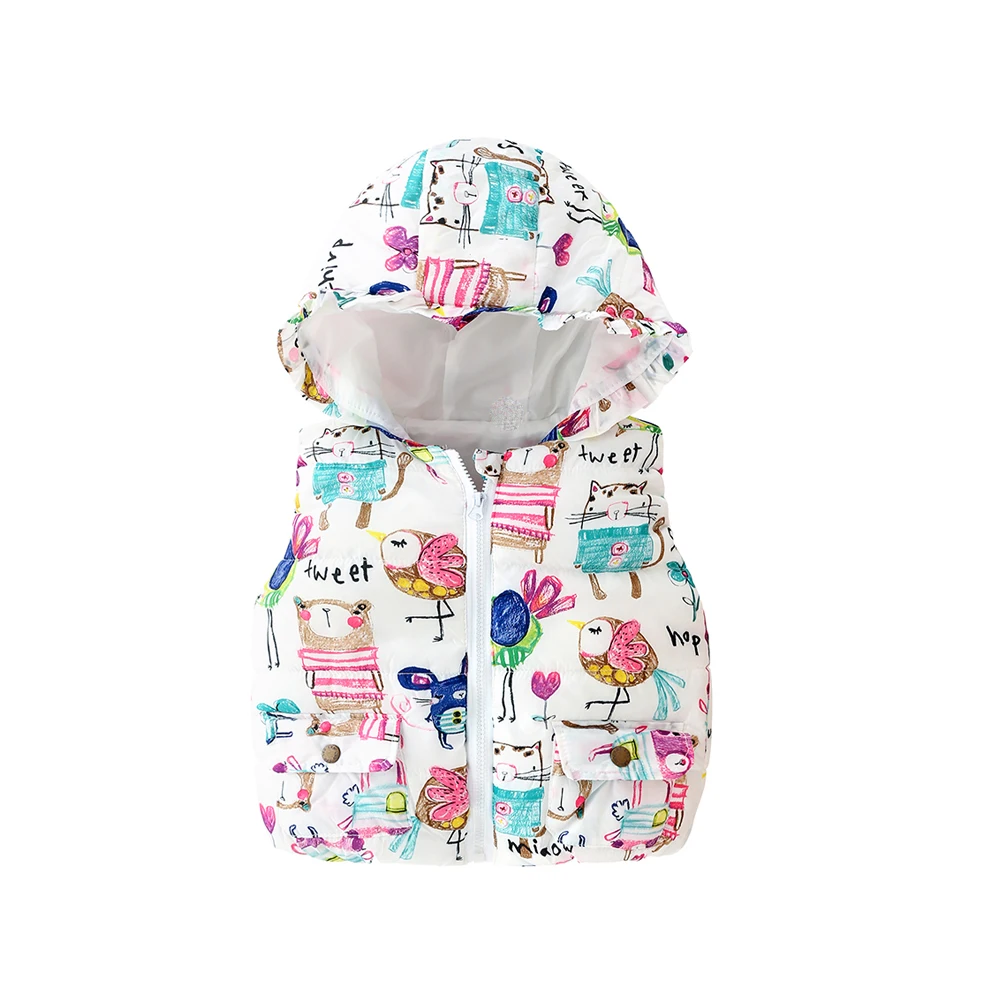 

Детское пальто, жилет, куртка, Детский жилет с принтом, школьная зимняя верхняя одежда, осенняя плотная мягкая Повседневная Милая теплая оде...