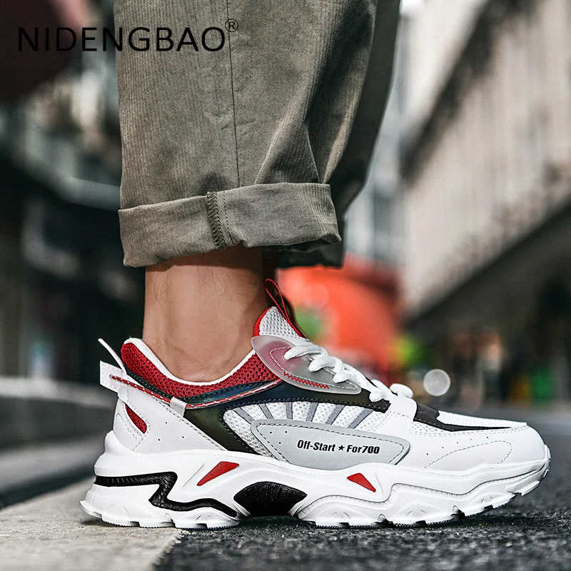 Sneakers For Men 2021 Fashion Mesh Breathable Running Jogging Walking Lace Up Sports Platform Shoes Casual Trainers Size 39-45
