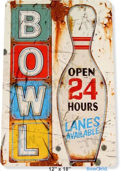 Жестяная вывеска чаша знак Боулинг аллея улицы Спортивная полированная