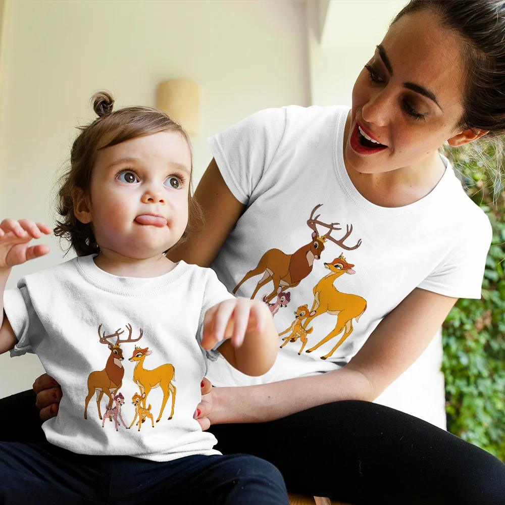 

For Kids Cartoon Deer Print Family Matching Clothes Men and Women Short-Sleeved Fashion Summer Toddler Boy Tshirt Girl Outfit