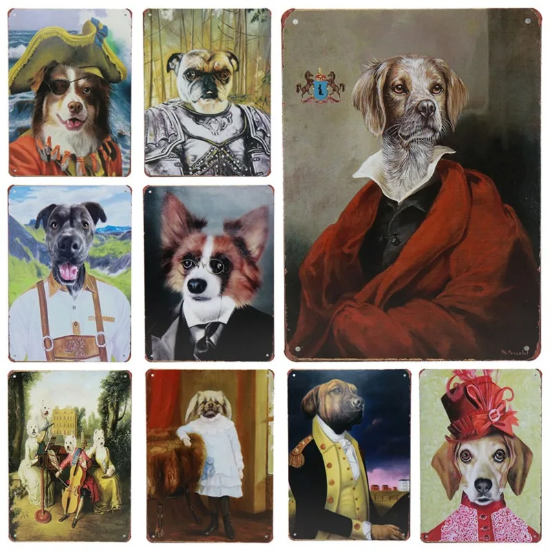 

Tin Signs Metal Pets Dog Head People Body Abstract Wall Stickers Plaque Plate Club Classical Retro Painting Home Pub