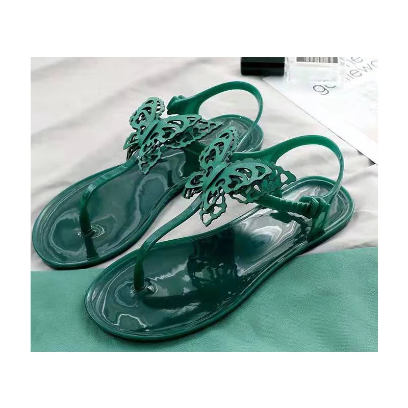 Летние модные сандалии на плоской подошве с трехмерной бабочкой для женщин