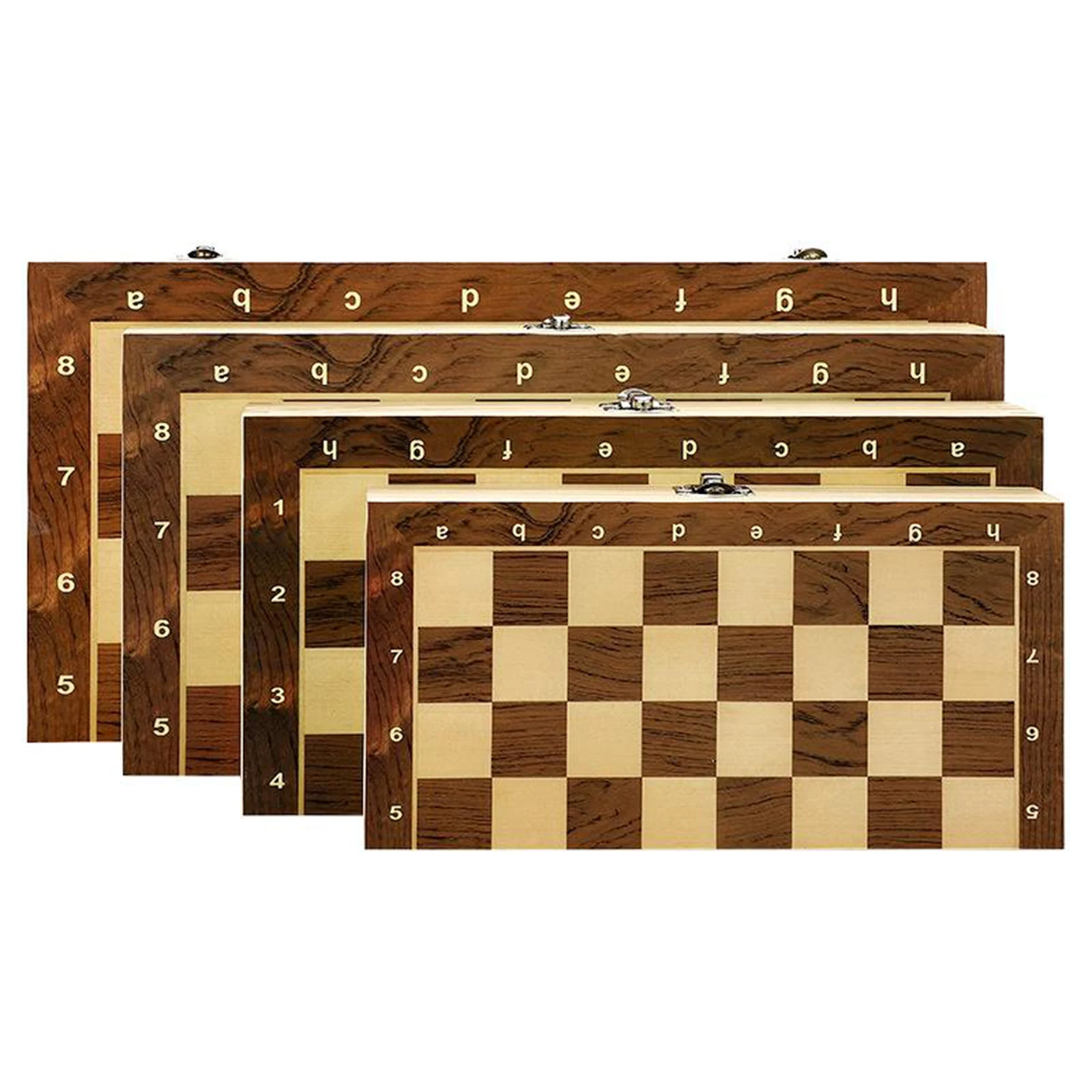 

Folding Wooden Magnetic Chess Board Board Game with Extra 2 Queens Interior Storage Family Game Chess Pieces