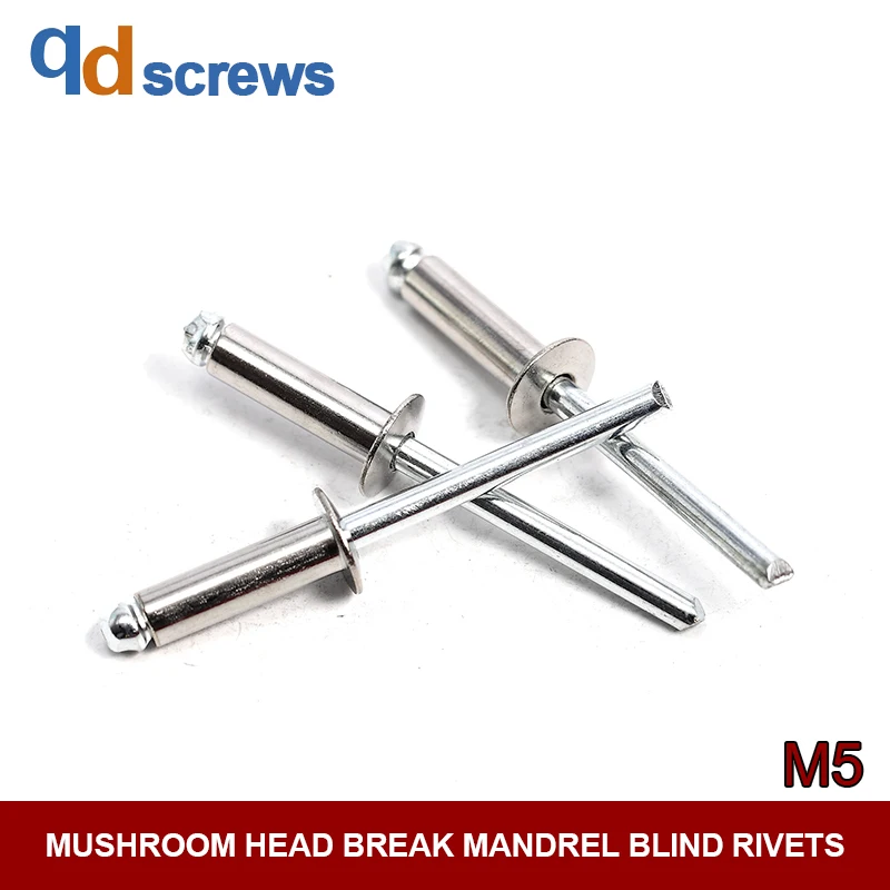 

M5 Core-pulling Mushroom Head Break Mandrel Blind rivet Open type rivet core riveting umbrella type carbon steel nail GB12618