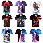 Футболка Харадзюку с рисунком из аниме рассекающий демонов, детская одежда с коротким рукавом для косплея, с принтом лезвия призрака, Kimetsu No Yaiba, на лето