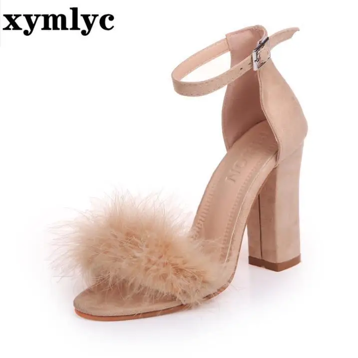 Xymlyc туфли на высоком каблуке с ремешком щиколотке из искусственной кожи пышным