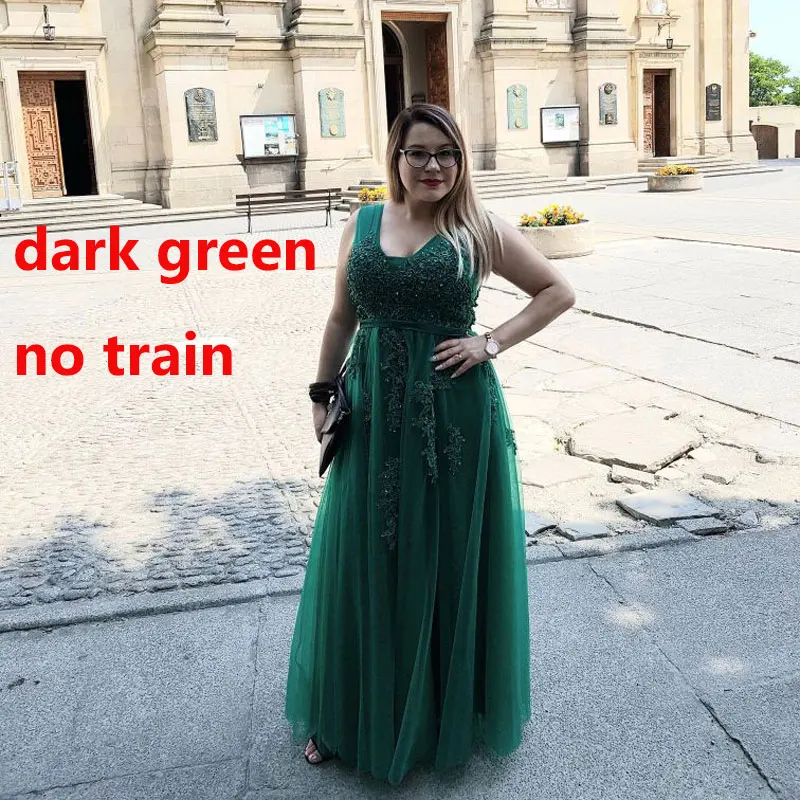 dark green no train FADISTEE vestido de festa, милое Розовое Кружевное длинное вечернее платье с v-образным вырезом, вечерние платья невесты, сексуальные платья с открытой спиной и бусинами, платья для выпускного с жемчугом на шнуровке - Цвет: dark green no train