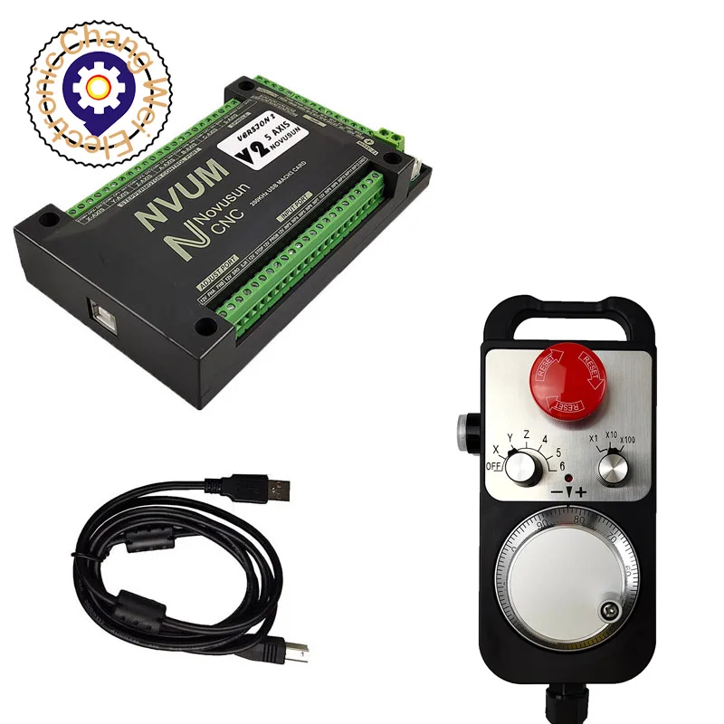 

CNC controller NVUM 3/4/5/6axis mach3 control card Ethernet interface+ 4/6axis Pendant Handwheel MPG with Emergency Stop
