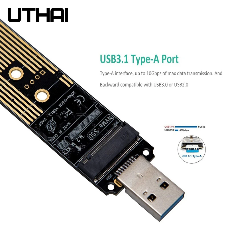 UTHAI T36 USB 3.0 to Nvme M-key M.2 NGFF Adapter SSD External PCBA Conveter USB3.1 to High Quality NVME riser card