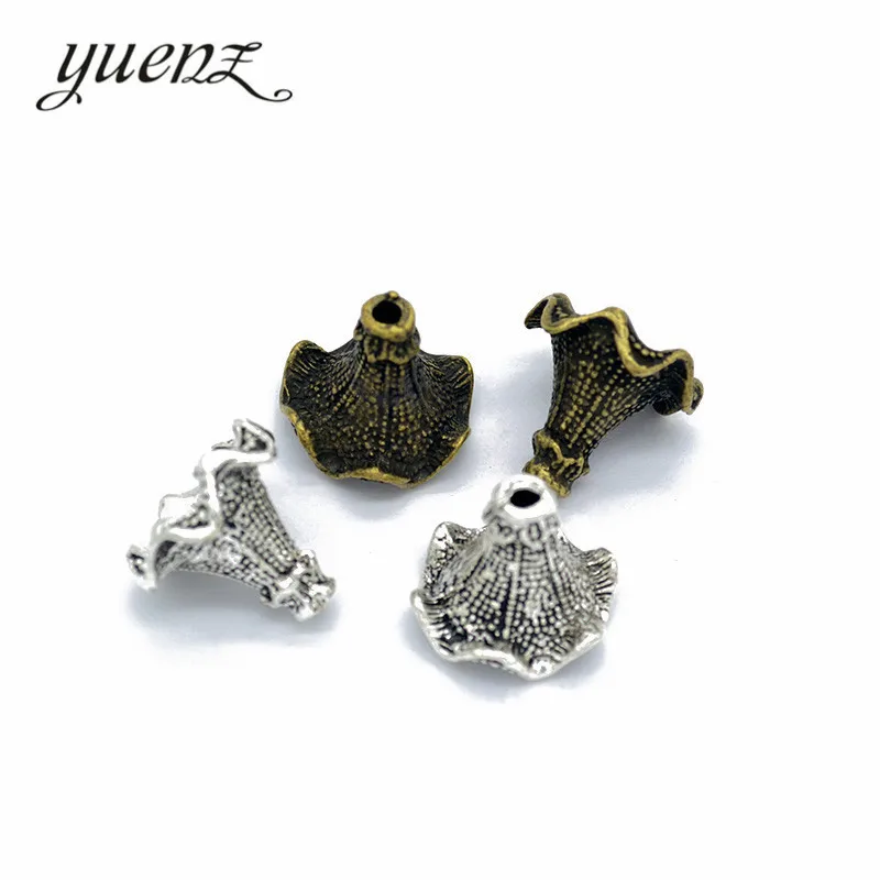 YuenZ 2 шт. Тибетский античный серебряный цвет цветок бусины Концевики для