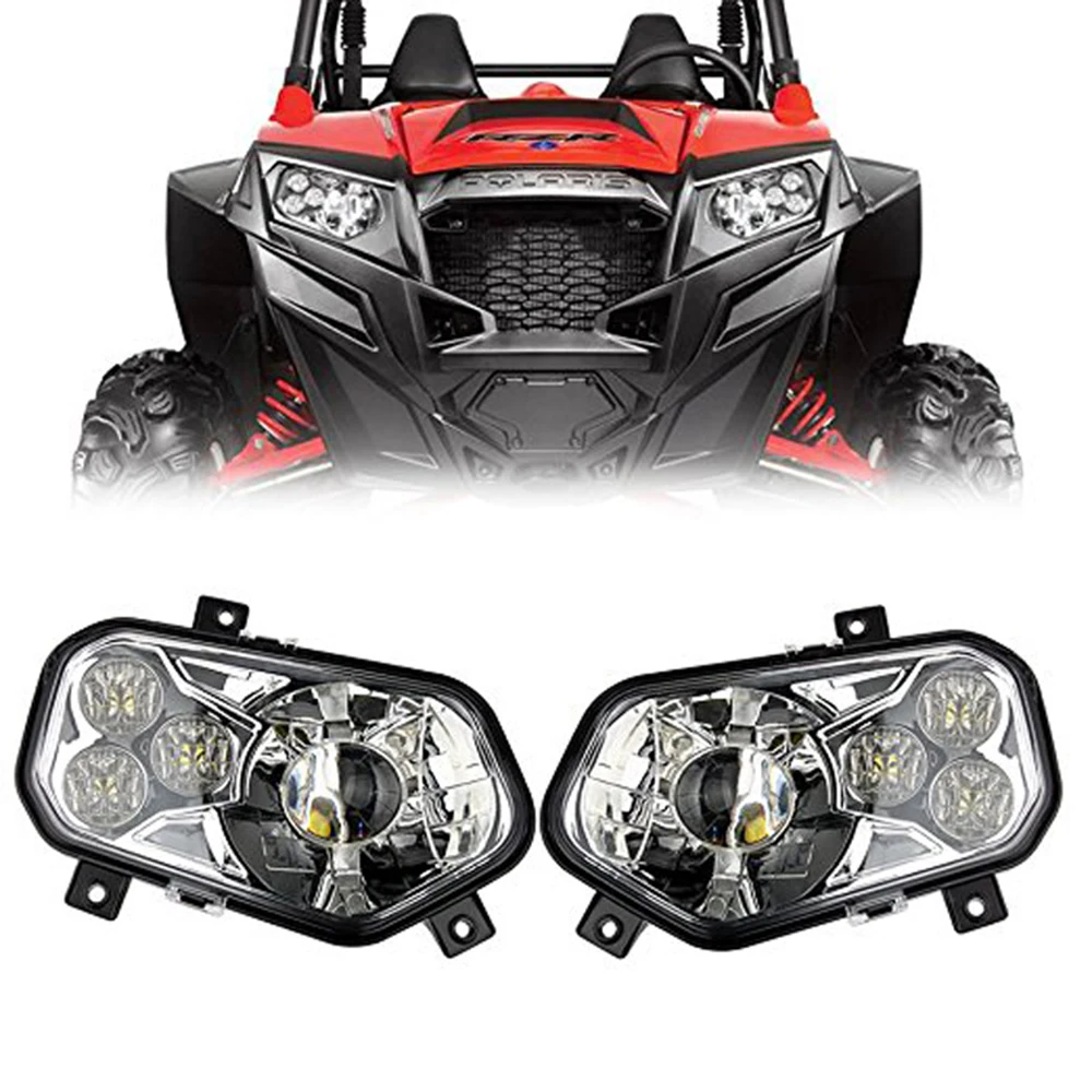 Polaris ATV LED Headlight Left / Right High Low For 2012-2013 Polaris RZR S Side X Sides and 2012-2013 Sportsman RZR 800 900 570