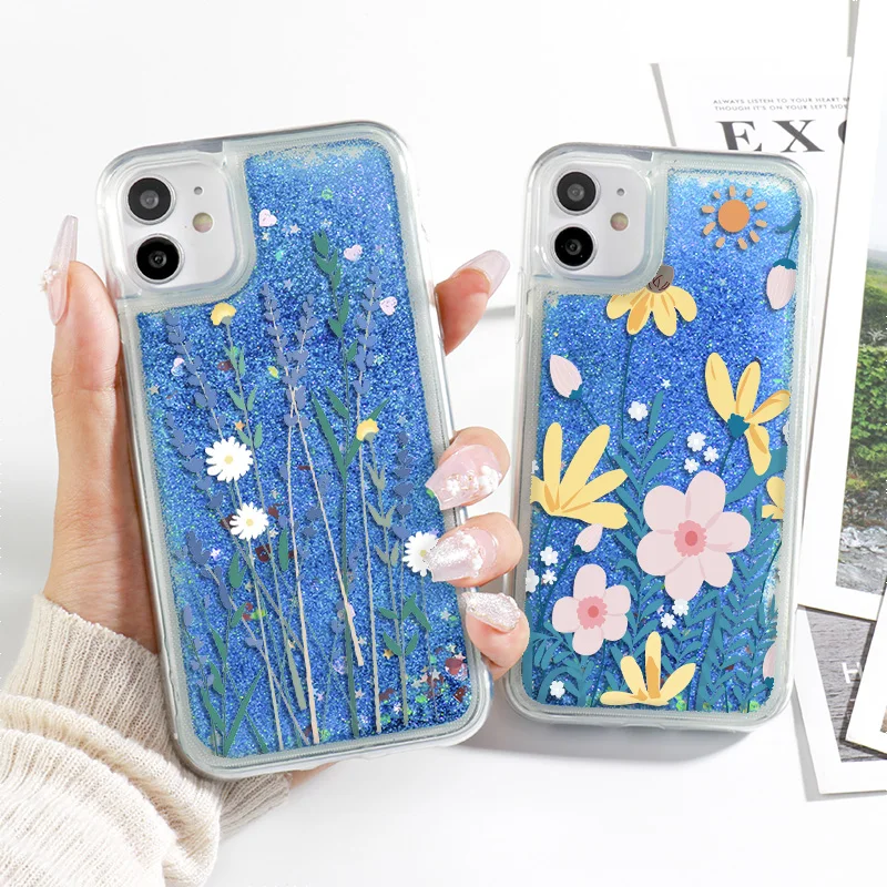 

Case For iPhone 13 Pro Max Cases Glitter Liquid Funda Apple iPhone 11 12 7 8 Xr X Xs Max Se 2020 6 6s Plus Mini Soft Phone Cover