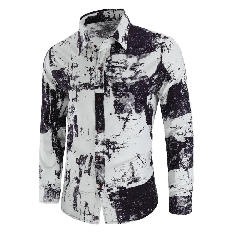 Красивые Новые весенне-осенние хлопковые льняные рубашки с длинным рукавом