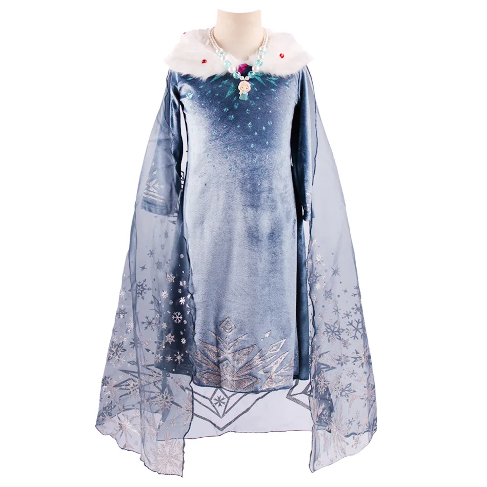 Для девочек Новинка Платье Принцесса Эльза Детские Снежная Королева Костюм