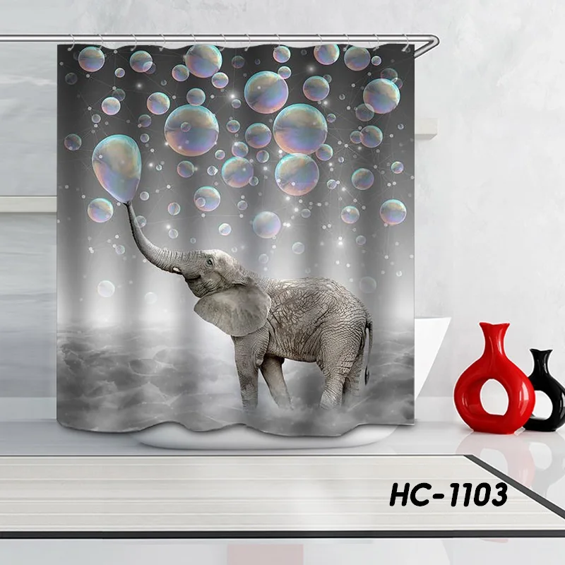 HC-1103 Новая занавеска для душа s слон серия занавеска для душа s полиэстер водонепроницаемый ванная комната занавеска для душа занавес комнаты перегородка - Цвет: HC-1103