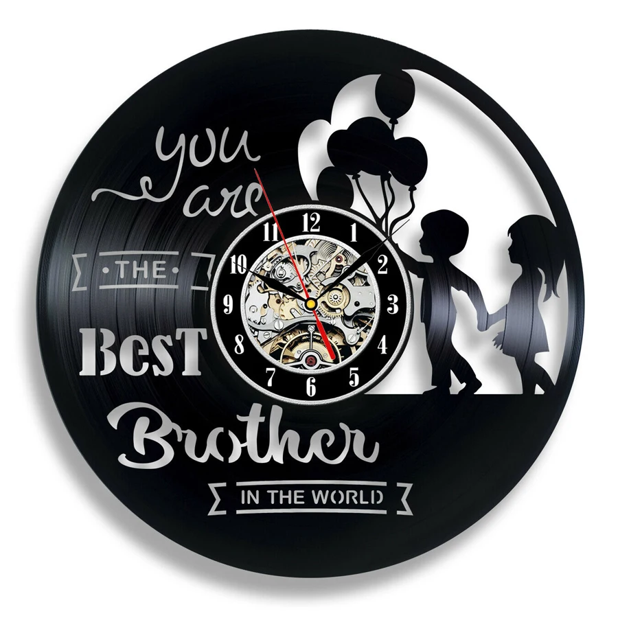 Vintage Vinyl Record Wall Clock Best Mother Father Brother Sister 3D Stickers Vinyl Clock Wall Watch Home Decor Gifts for Family