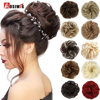aosiwig short curly elastic hair bow chignon heat resistance synthetic rubber band scrunchie wrap hair tail extension for women