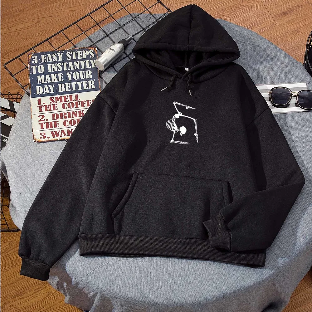 

Women's Hoodie Skull Print Streetwear Hoodie Aesthetic Sweatshirt Punk Style Winter Clothes Women Fashion Tops Warm Jacket