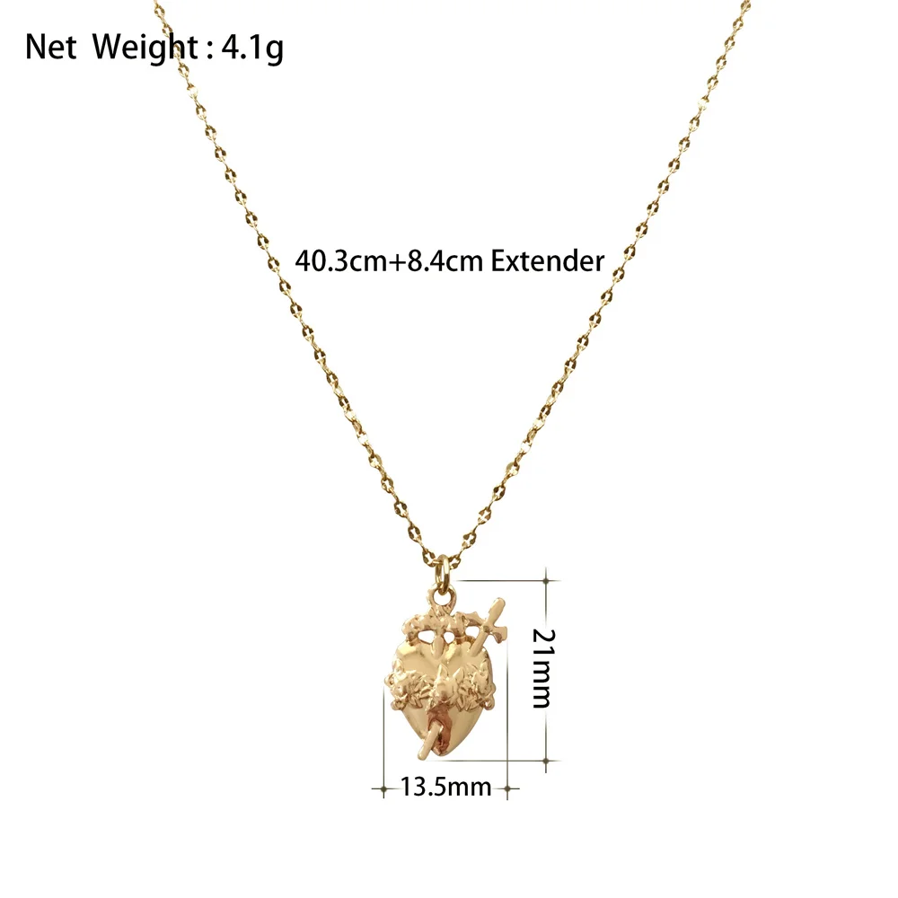 Модное позолоченное ожерелье с подвеской-мечом в форме сердца для женщин и