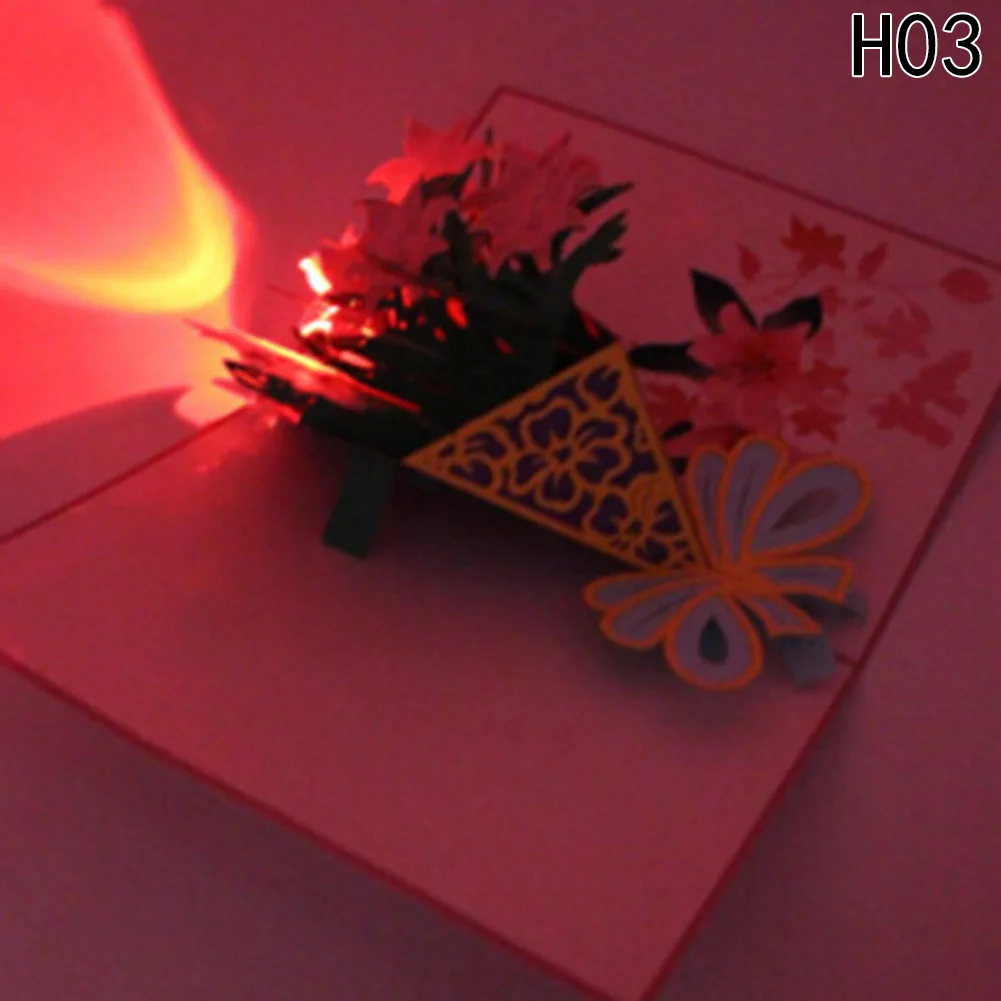 3D лазерная резка поздравительных открыток с днем рождения торт Музыка