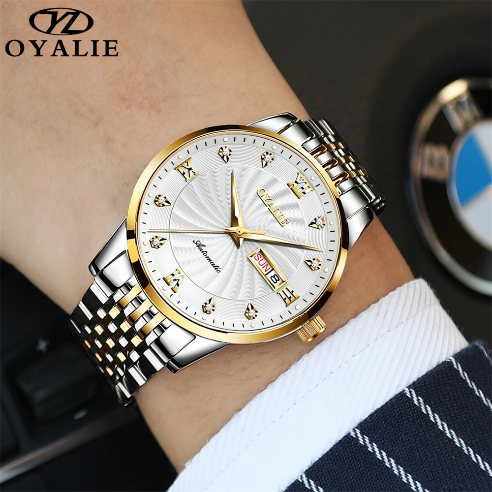 

OYALIE noble watch man classic automatic watches NH36 movement stainless steel band trending products men mechanical wristwatch