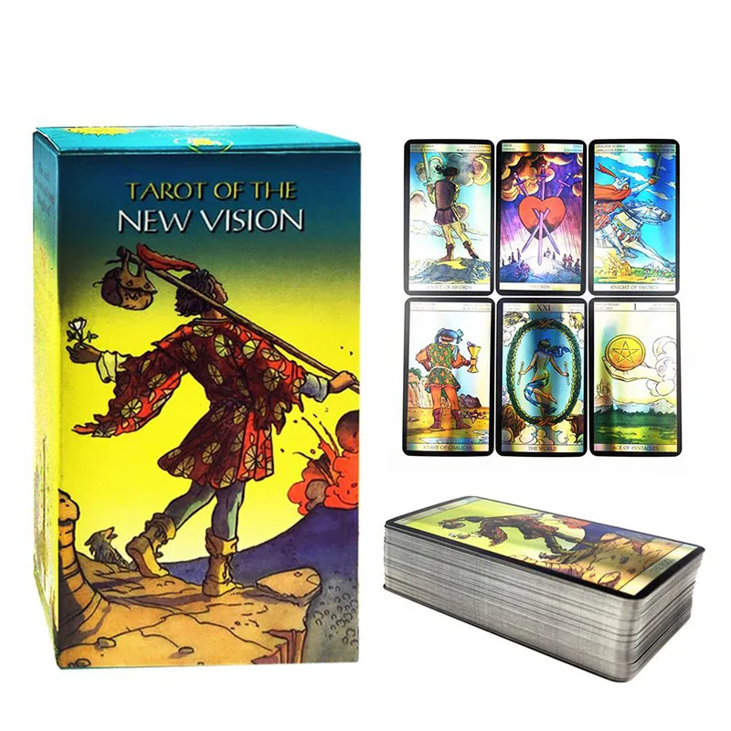 

78Pcs New vision Shine Waite Tarot cards English Spanish French word divination fate Holographic Tarot card Game board game Girl