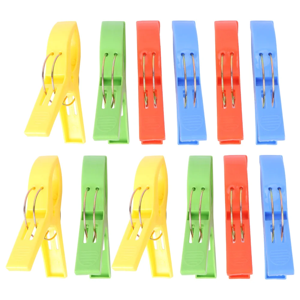 

12pcs Beach Towel Clips Bright Color Chair Clips Jumbo Size for Pool Loungers