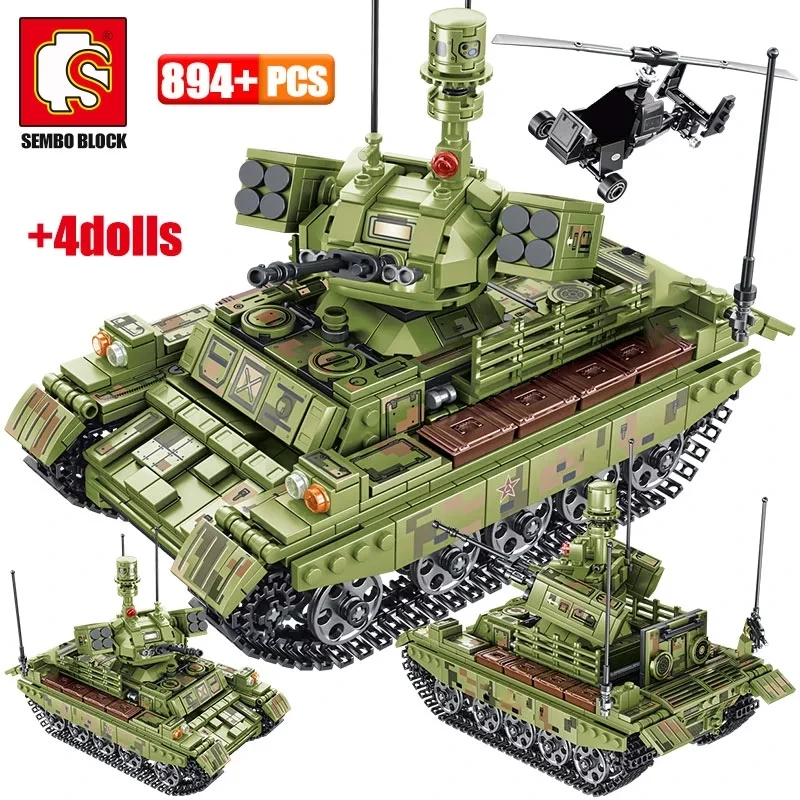 

SEMBO Military Panzer Tank Model Building Blocks Army WW2 Helicopter City Truck Soldier Figures Bricks Toys For Boys