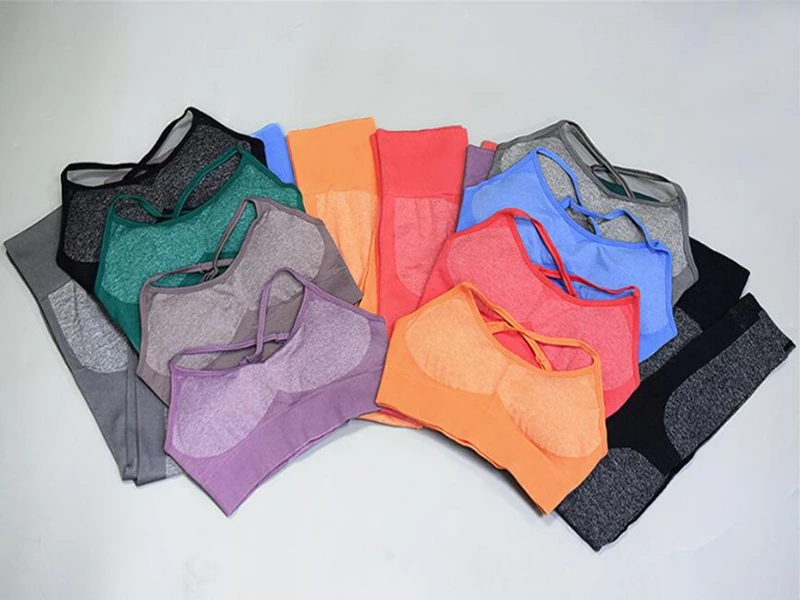 

Newest Women Seamless yoga set Fitness Sports Suits GYM Yoga Tank Belt Bra Tops High Waist Running Leggings Workout Pants+Bras