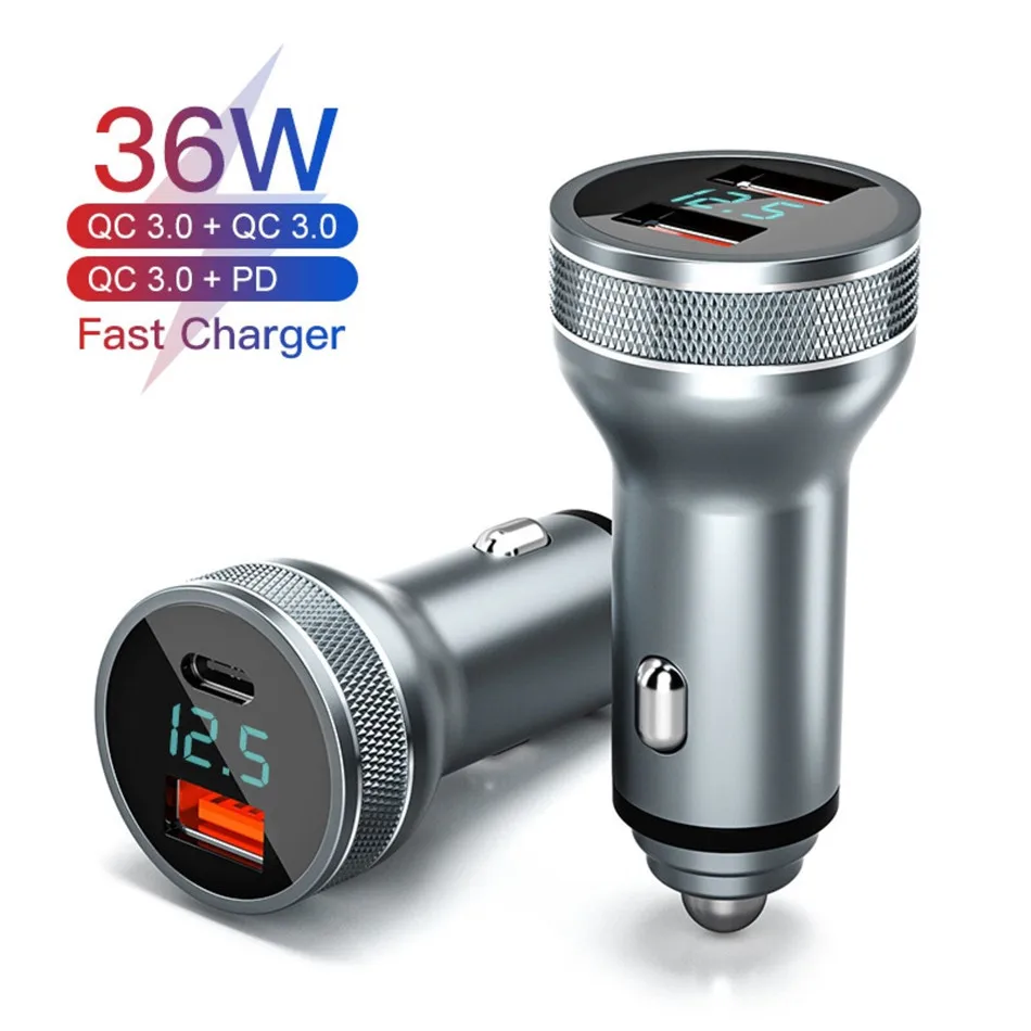 LUPWAY USB Автомобильное зарядное устройство для iphone 12 11 36 Вт Quick Charge 3 0 быстрой