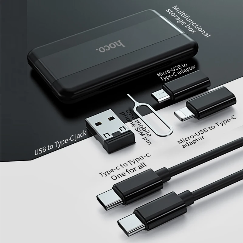 HOCO 4in1 USB Charger Cable Type c fast charging cable with Micro usb to Type C to Lightning and phone holder For iPhone 12 11